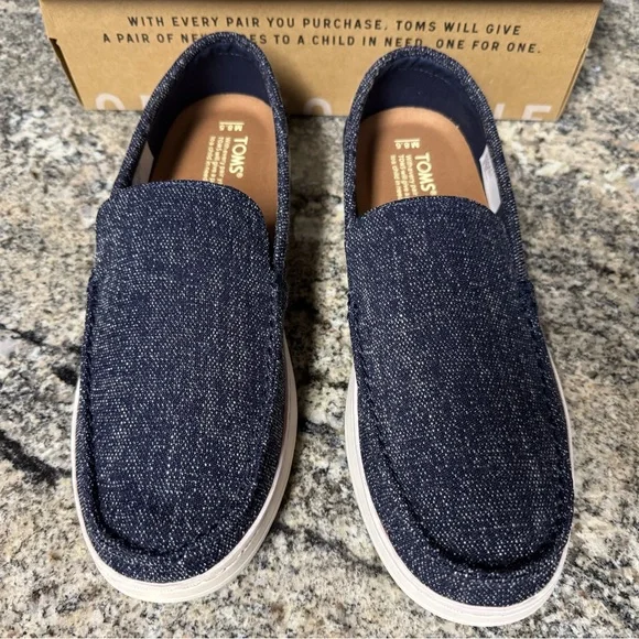NWT - TOMS Aiden Men's Two Tone Woven Slip-On Shoes - Picture 3 of 8